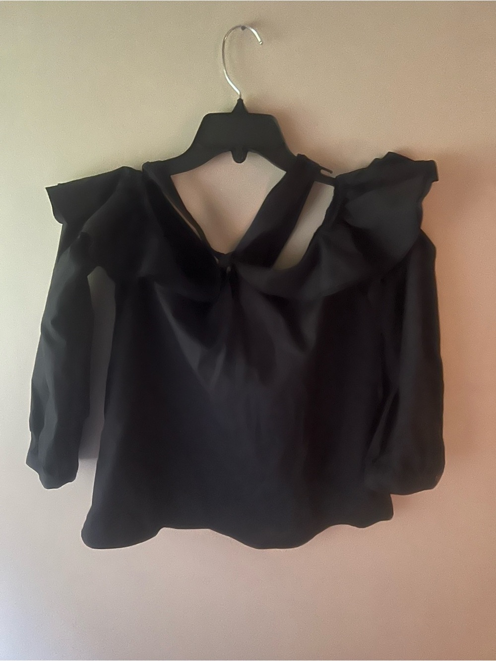 J. Crew Black Cold-Shoulder Ruffle Blouse